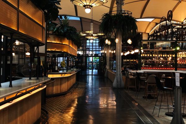 Dark interior of the cozy luxurious bar restaurant